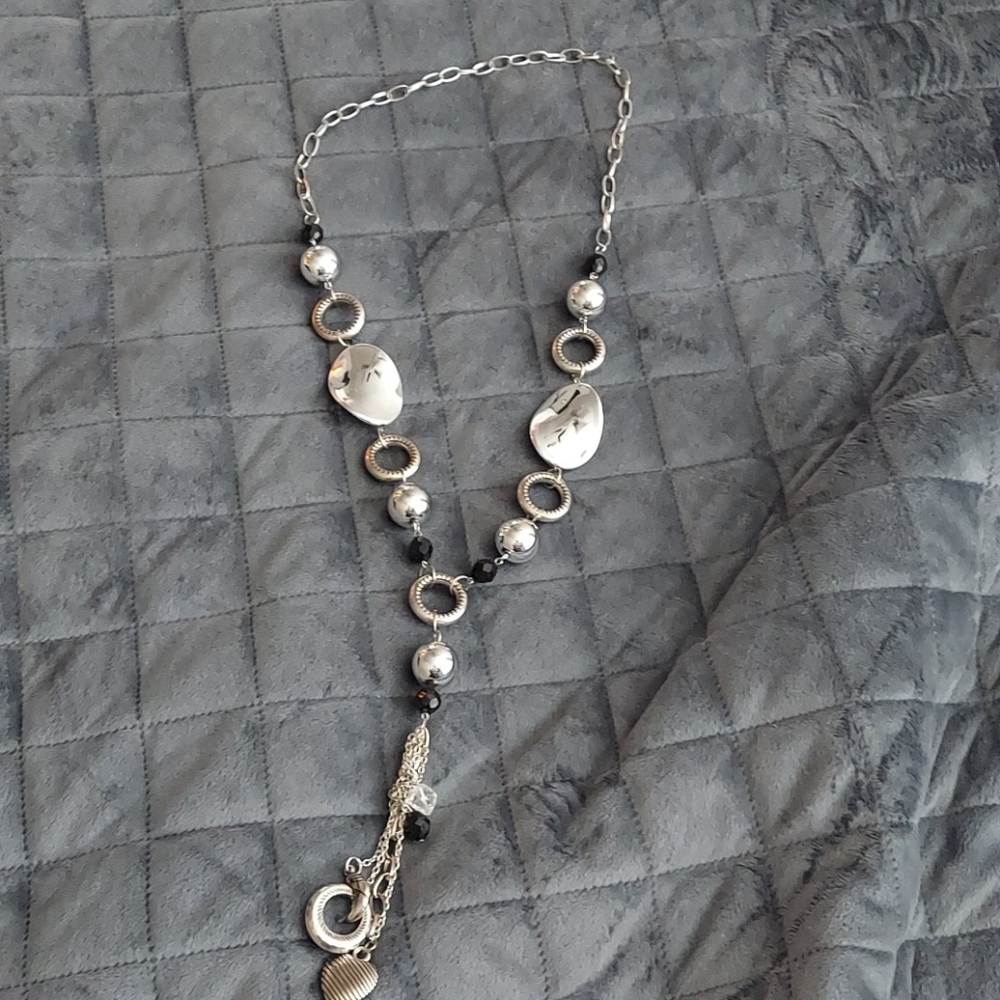 Cyan and silver necklaces